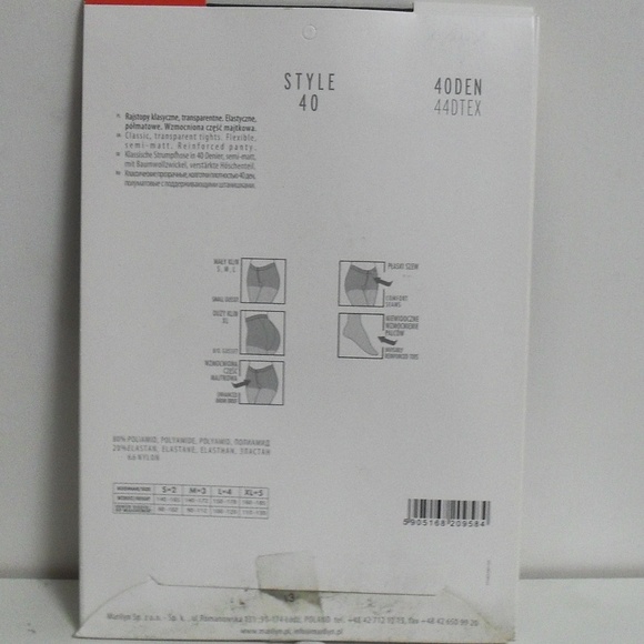 NWT Marilyn Black Reinforced Panty  40 Den Sz  3-M - Picture 6 of 7